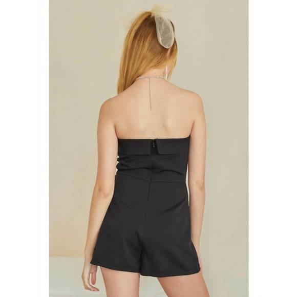 NEW IDEM DITTO bow strapless romper in black - Picture 2 of 4